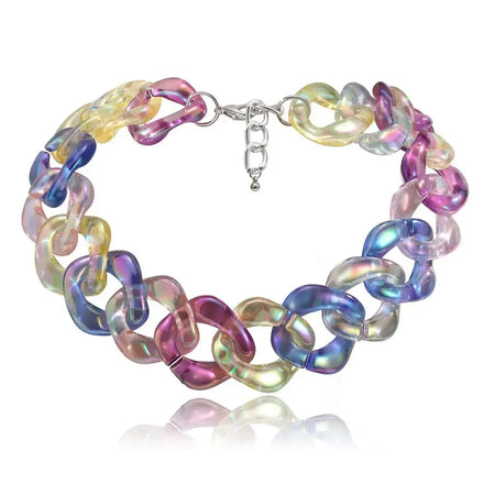 Colorful Collarbone Neck Chain Senior Glamour Woman Chain Acrylic Necklace NEW Listed Exaggerated Color Laser Mermaid Choker