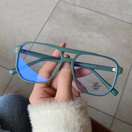 Square Myopia Glasses Frame Women Anti Blue Light Big Frame Spectacle Eyeglass Men Double Bridge Optical Glasses for Women Men