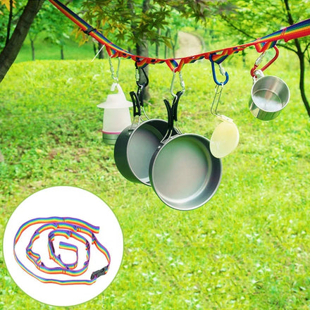 187cm Portable Camping Tent Hanging Strap With Lights Organizer for Tableware and Gear