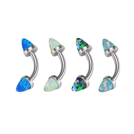 G23 ASTM F136 Titanium Internally Threaded 14G Opal Zircon Curve Banana Navel Belly Cluster Belly Button Rings Piercing