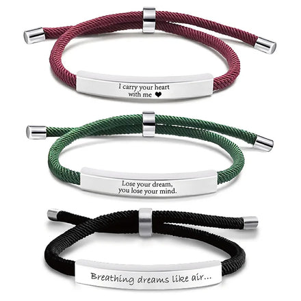 Customizable DIY Lucky Stainless Steel Bracelet Memorial Phrase Bracelet Couple Blessing Bracelet Gift of love