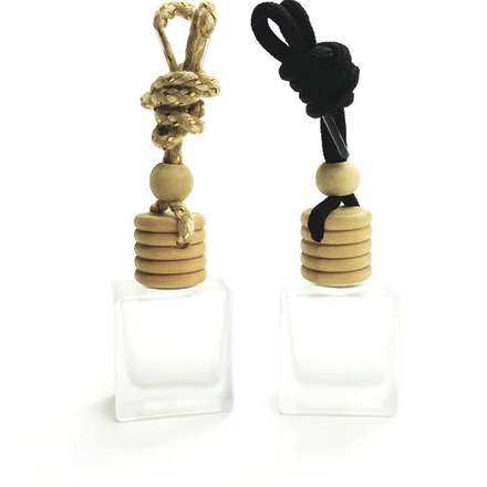 10ml Car Hanging Air Freshener Fragrance with Wooden Lid Diffuser Frosted Car Perfume Glass Bottle