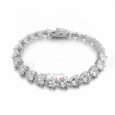 Ready to Ship Drop Shipping 4mm 5mm Silver Vvs Heart Cut Diamond Gra Moissanite Tennis Bracelet