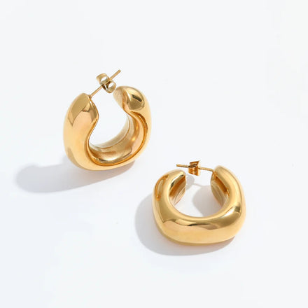 JOOLIM Jewelry PVD 18K Gold Plated Waterproof Statement Hollow Chunky Hoop Earring Stainless Steel Jewelry Fashion Jewelry