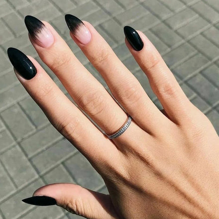 24pcs Blue Ballerina Design ABS Material Medium Long Glossy Coffin Static Nails Gradient Red Faux Acrylic Elegant Fake Manicure