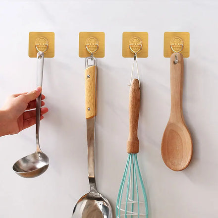 Ready Ship Strong Non-Trace Self-Adhesive Hook Stick Backed 6packs Kitchenware Storage Rack Wall Hook Kitchen Bathroom Door