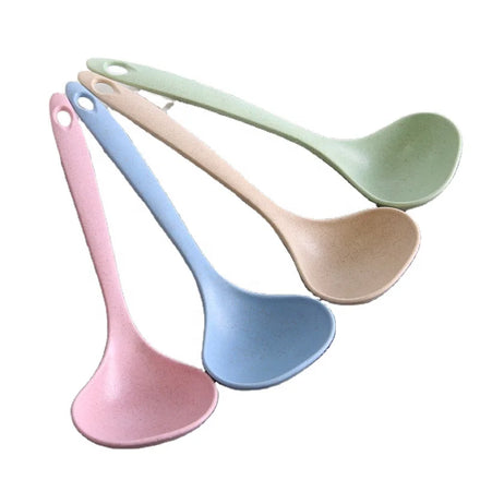 Heat Resistant Long Stalk Wheat Straw Chef Spoon Biodegradable Wheat Straw Oval Soup Spoon Kitchen Spoont