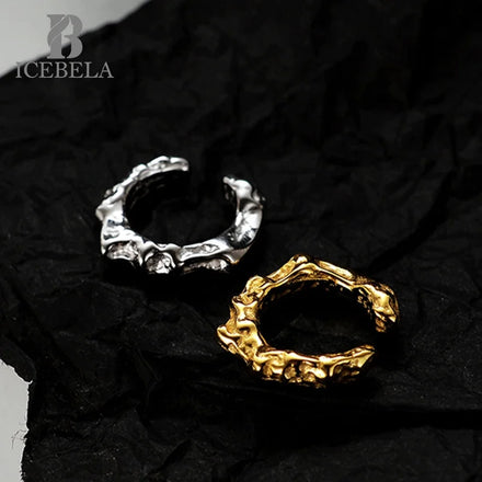 Personal Style 925 Sterling Silver Smooth Wrinkle Textured Ear Clip Without Earhole for Women