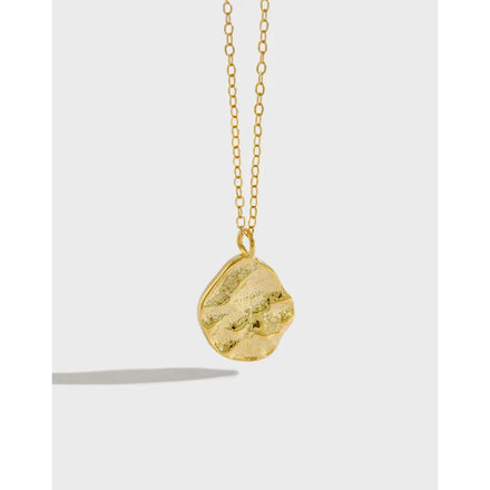 925 Sterling Silver Cool Irregular Men Necklace Rock Texture 18K Gold Necklace Fashion Jewelry Necklaces for Women