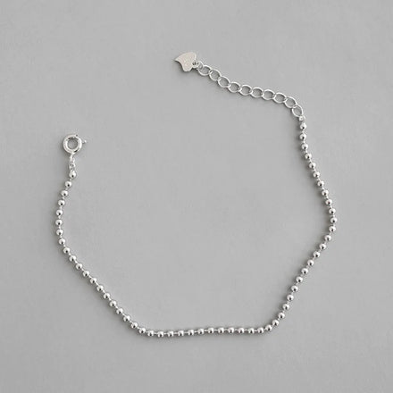 Silver Jewelry 2MM Simple Sterling Silver Ball Bead Bracelet Women 925 Sterling Silver Bracelet With Extender Chain