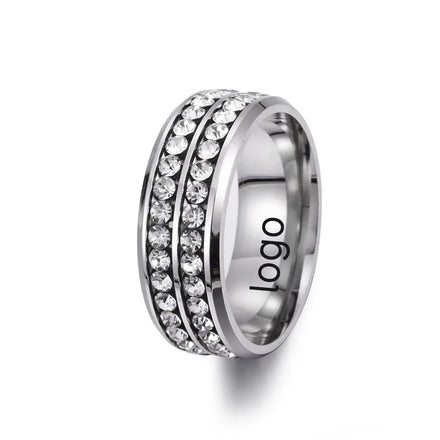 8MM Double Row Diamond Zircon Ring Women's Multi Color Rings Finger Rings