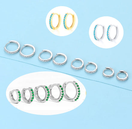 Jewelry 925 Sterling Silver Rhodium Plated 18k Gold Plated CZ Pave Cartilage Hinged Huggie Hoops Dainty Wedding Classic Earrings