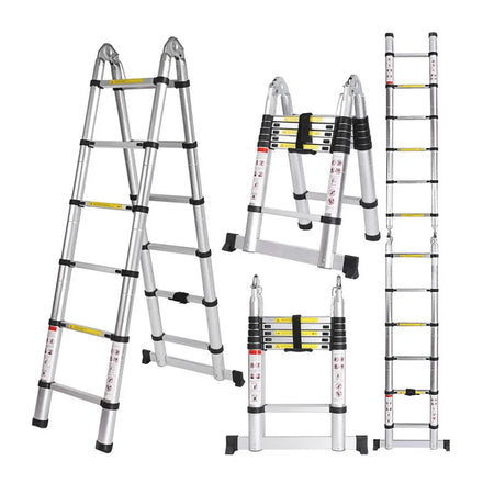 3.2m 3.8m 4.4m 5m 5.6m Industrial Folding Telescopic Double Sided Aluminum Combination Step Ladder with 150kg Load Capacity