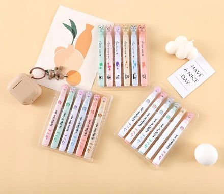 Cute Cat Highlighter Creative Milk Tea Color Student Stationery Accent Marking Hand Account Pen Set