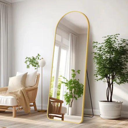 Decor Wall Large Size Vintage Decorative Free Standing Stand Floor Mirror Arch-shaped Long Full Length Mirror for Bedrooms