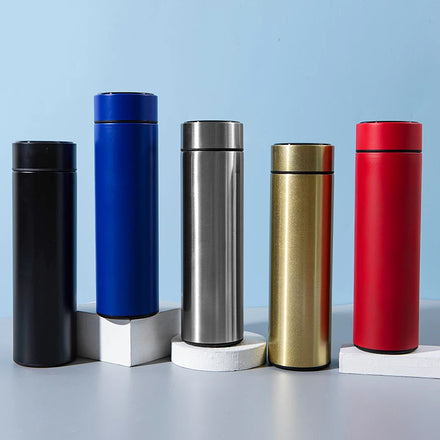 500ML Display Lid Double Wall Smart 304 Stainless Steel Thermal Insulated Keep HotCold 12-24 Hours LED Straight Bottle for Water