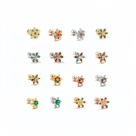 Wholesale Creative Snowflake Rhinestone Ear Jewelry Gold Plated Zircon Women Small Earrings Zircon Christmas Stud Earring
