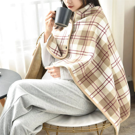 Wearable Winter Blanket Double Layer Extra Soft Super Warm Tartan Shawl Plush Throw Blanket Scarf Neck Shoulder Blanket