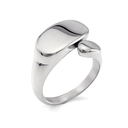 Fashion Hollow Irregular Stainless Steel Finger Ring Elegant Bague Femme Irregular Sliver and Gold Ring Jewelry Party Gift