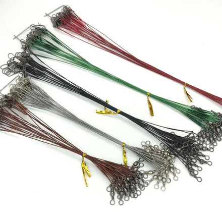 100pcs 15cm-30cm Anti Bite Stainless Steel Fishing Leader Line Swivel Snap Hook Fishing Accessories