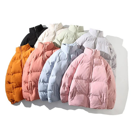 Men's Unisex Winter Bubble Puffer Jacket Thick Waterproof Breathable Eco-Friendly Hooded Stand Collar Quilted Solid Color Custom