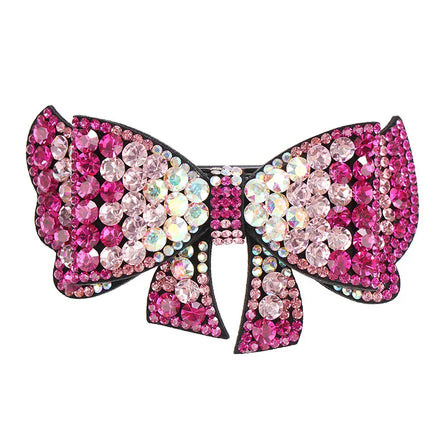 HX-236 Flower Pattern Crystal Bow Barrettes Hair Clips Women Ponytail Holder Girls Rhinestone Hairpins Fashion Hairgrips 5