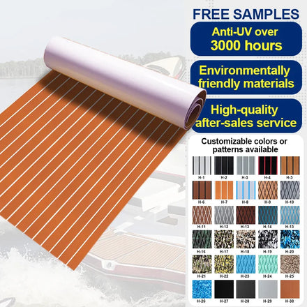 Brown White Strip EVA Foam Boat Decking Waterproof Marine Flooring Yacht Modern Outdoor Teak Engineered Flooring Brushed