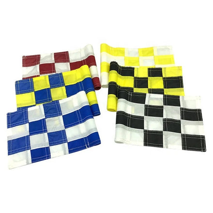 Checkered Golf Putting Green Flags Tube Inserted 420D Nylon Pin Flag 23x15cm Waterproof UV Protection Custom Colors Available