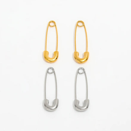 Fenny Stainless Steel Statement Simple Safety Pin Dangle Hoop Earring Trendy for Women Wholesale Ladies Jewelry