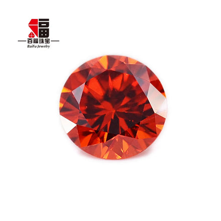 Baifu 5A Dark Orange CZ Round Brilliant Cut 1.0-3.0mm Cubic Zirconia Wholesale Loose Stones for Jewelry