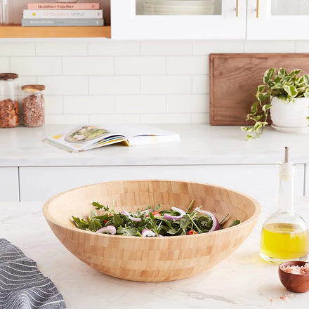 Customized logo Bamboo Classic Large Bamboo Serving Bowl Salad Bowl