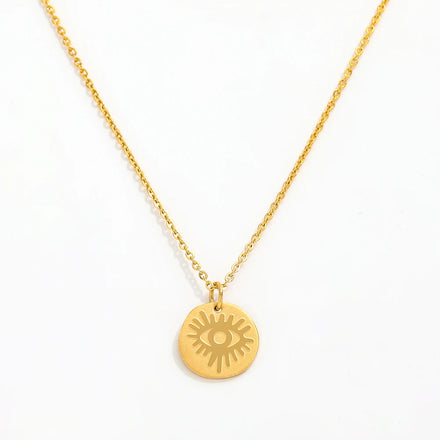 Fenny 18K Gold Plated Vintage Classic Eye Pattern Pendant Choker Chain Necklace Trendy Stainless Steel Jewelry Wholesale