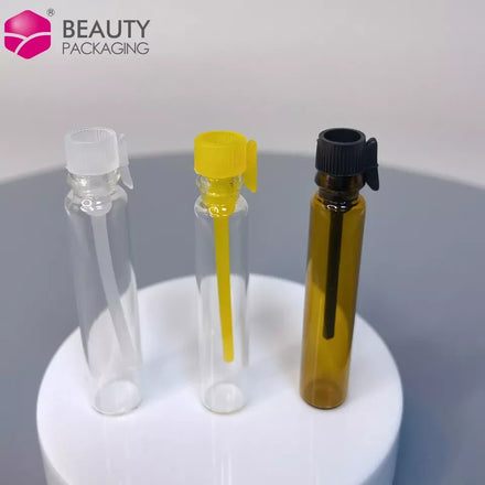 Wholesale 1ml 2ml 3ml Clear Amber Tester Sample Tube Glass Perfume Vials with Plastic Lid