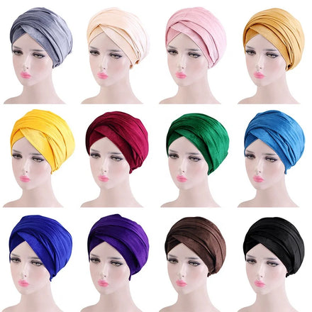 Headwraps African Male Hat Cheap Turbans Musulman 14 Colors Velvet Turban Head Wrap for Womens Luxury Turban