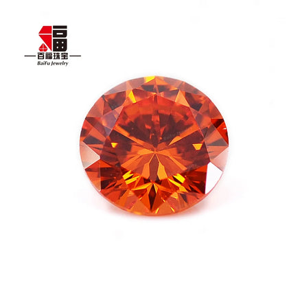 Baifu Wholesale Light Orange Red Round Brilliant Cut CZ Stones 1.0-3.0mm 3A 5A Quality Loose Cubic Zirconia