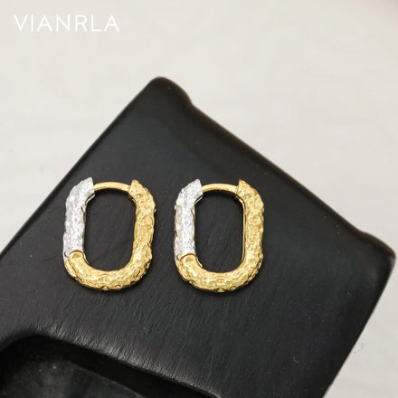 VIANRLA 925 Sterling Silver Jewelry Earrings Hoop Two Colors Mixed 18k Gold Plated Earring for Women Free Laser Logo Wholesale