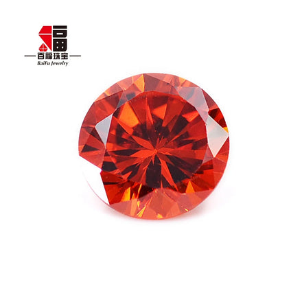 Baifu 1.0-3.0mm Orange Round Brilliant Cut Cubic Zirconia 5A Loose Stones