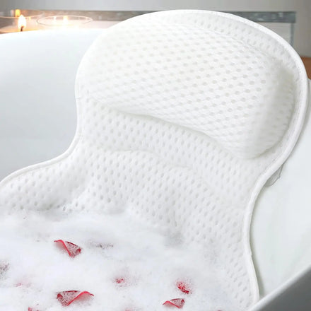 Luxury Bath Pillow Comfortable Spa Full Body Pink Bath Pillow with Suction Cups Shoulder & Neck Spa Bath Pillow