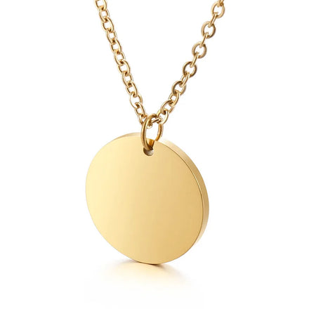 Custom Wholesale New Personalized Blank Disk Circular Stainless Steel Delicate Necklace Pendant Necklace