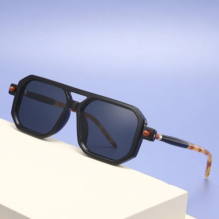 2025 Classic Retro Vintage Square Women's Sunglasses with Black Frame Glass Lenses Rectangular Plastic Shade