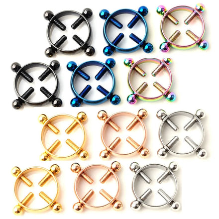 Wholesale Fashion 316L Stainless Steel Adjustable Non-perforated Nipple Ring Screw Non Piercing Nipple Rings Body Jewelry