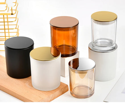 Wholesale Luxury Custom Decorative Multi-Colored Transparent Glass Jar Empty Luxury Glass Candle Jars for Christmas Scented