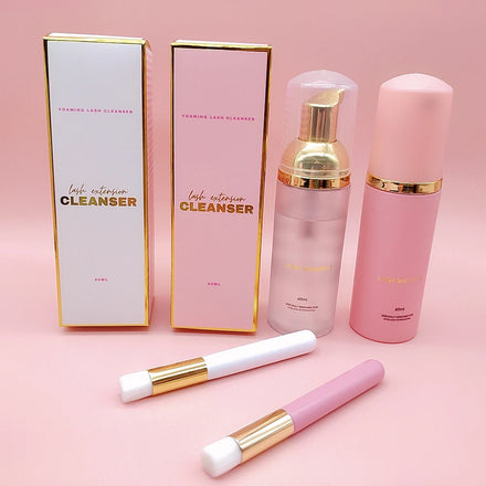 Customize Pet 50ml 60ml Lash Shampoo Foam Packaging Bottle and Boxes Kit Custom Lash Shampoo Foaming Bottles With logo
