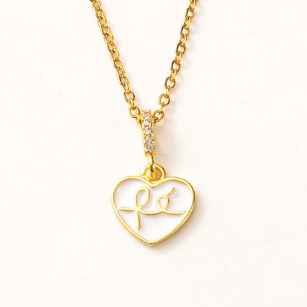 Enamel Heart Girls Pendant Necklace Freshwater Pearl Necklace Gold Plated Copper Heartbeat Necklace Wholesale Women Jewelry