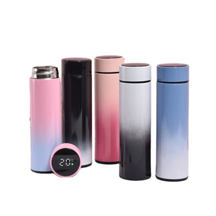 500ml 17oz Stainless Steel Creative Thermoses Vacuum Flask Tumbler Smart Water Bottle With Led Temperature Lid