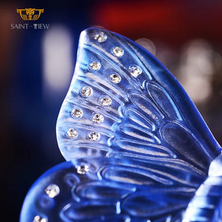 Hot Selling Eco-Friendly Carved Luxury Crystal Figurine Glass Butterfly Ornaments 8cm for Wedding Souvenirs