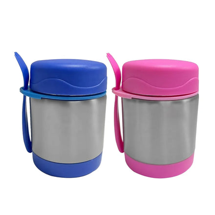 Mini Thermos Baby Food Container 300ml Stainless Steel Eco-Friendly 6-12 Hours Thermal Insulation Straight Soup Cup Spoon Fork