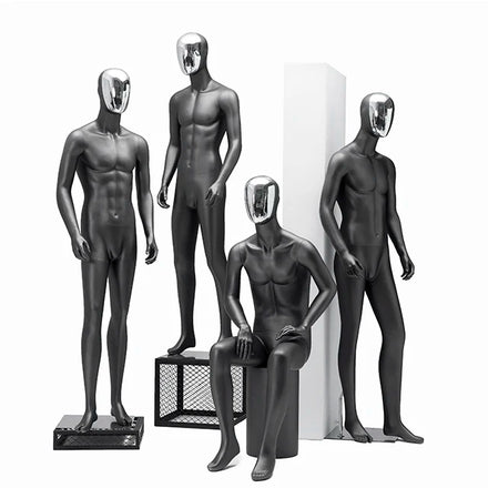 Fashion Chrome Silver Gold Face Black Male Mannequin Dummy Standing Full Body Men Mannequin for Clothes Suit Display