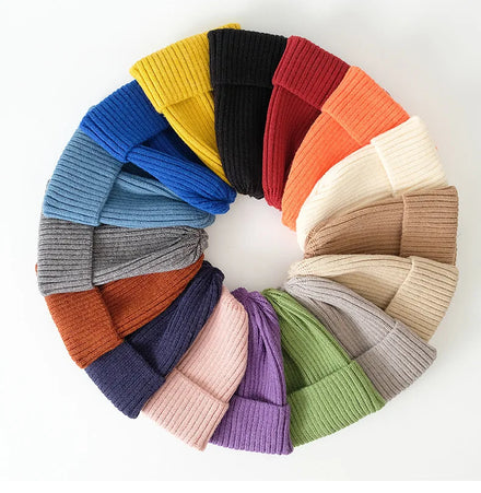 GLH006 Custom Wholesale Fisherman Logo Recycled Yarn Acrylic Warm Plain Winter Hat Unisex Sport Knit Beanie Caps