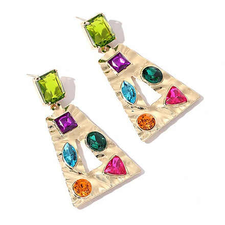 Light Luxury Gold Plated Jewelry Temperament Colored Diamond Earrings Geometric Butterfly Heart Earrings for Women Girls